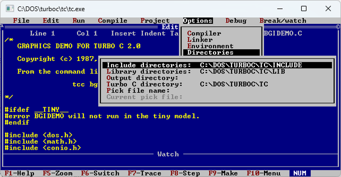 Turbo C Entwicklungsumgebung